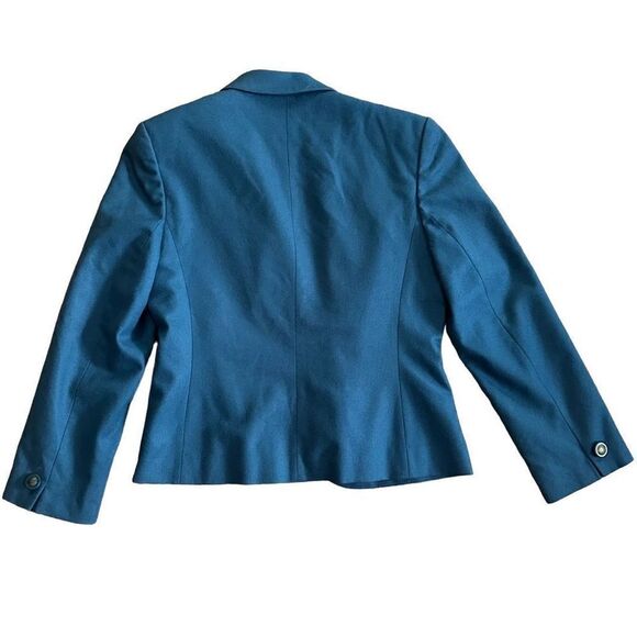 Pendleton Teal 100% Virgin Wool Short Blazer womens Sz 6 1 button closur… - Picture 2 of 11
